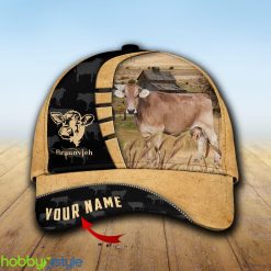 Custom Name Braunvieh Cattle Farmhouse Field Cap Hat Model For Men And Women Gift - Unijames Custom Name Braunvieh Cattle Farmhouse Field Cap TT7_1
