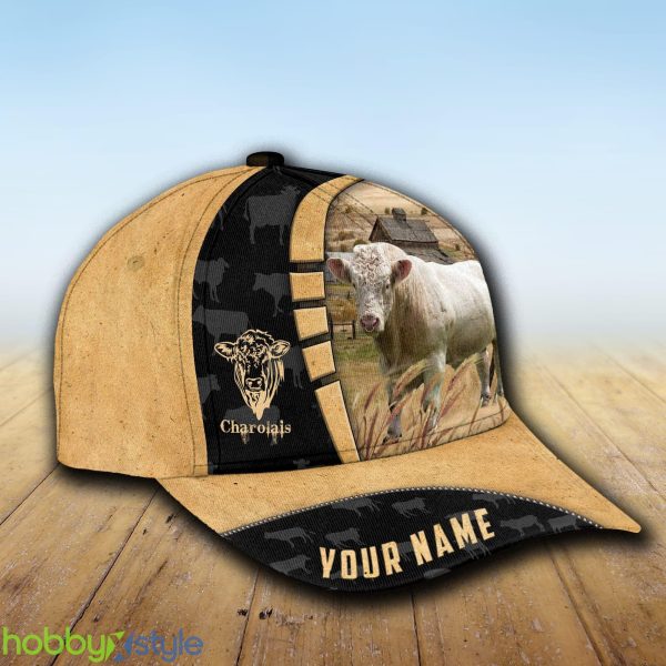 Custom Name Charolais Cattle 3D Cap Hat Model For Men And Women Gift - Unijames Custom Name Charolais Cattle 3D Cap_2