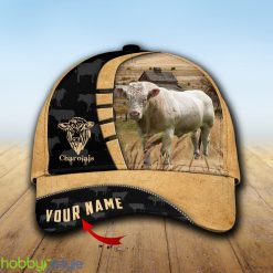 Custom Name Charolais Cattle 3D Cap Hat Model For Men And Women Gift - Unijames Custom Name Charolais Cattle 3D Cap_1