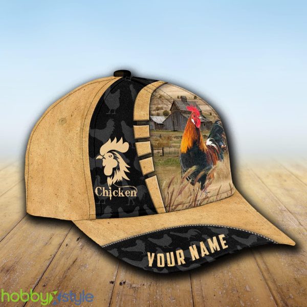 Custom Name Chicken Cattle Farmhouse Field Cap Hat Model For Men And Women Gift - Unijames Custom Name Chicken Cattle Farmhouse Field Cap TT15_2