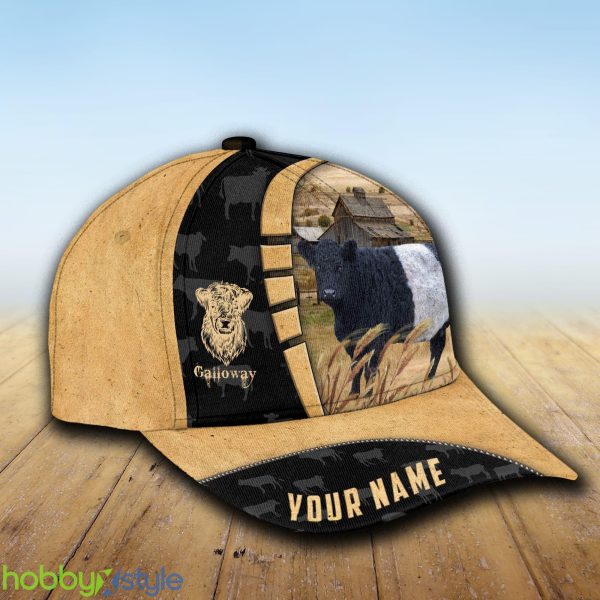 Custom Name Galloway Cattle Farmhouse Field Cap Hat Model For Men And Women Gift - Unijames Custom Name Galloway Cattle Farmhouse Field Cap TT17_2