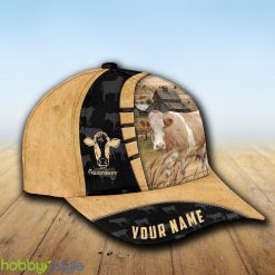 Custom Name Guernsey Cattle Farmhouse Field Cap Hat Model For Men And Women Gift - Unijames Custom Name Guernsey Cattle Farmhouse Field Cap TT9_2