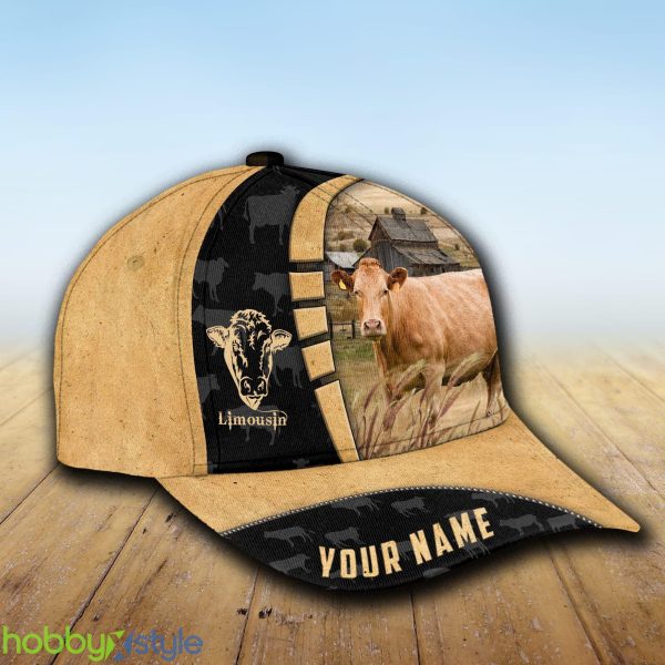 Custom Name Limousin Cattle Farmhouse Field Cap Hat Model For Men And Women Gift - Unijames Custom Name Limousin Cattle Farmhouse Field Cap TT5_2