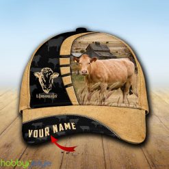 Custom Name Limousin Cattle Farmhouse Field Cap Hat Model For Men And Women Gift - Unijames Custom Name Limousin Cattle Farmhouse Field Cap TT5_1