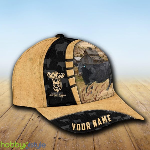 Custom Name Lowline angus Cattle Farmhouse Field Cap Hat Model For Men And Women Gift - Unijames Custom Name Lowline angus Cattle Farmhouse Field Cap TT23_2