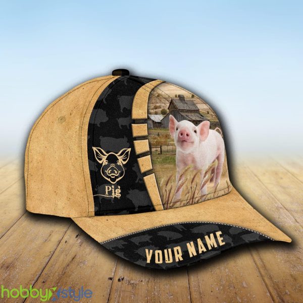 Custom Name Pig Cattle Farmhouse Field Cap Hat Model For Men And Women Gift - Unijames Custom Name Pig Cattle Farmhouse Field Cap TT12_2