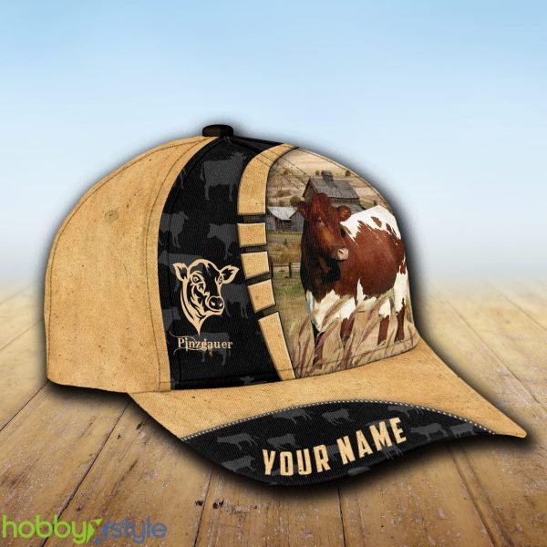 Custom Name Pinzgauer Cattle Farmhouse Field Cap Hat Model For Men And Women Gift - Unijames Custom Name Pinzgauer Cattle Farmhouse Field Cap TT26_2