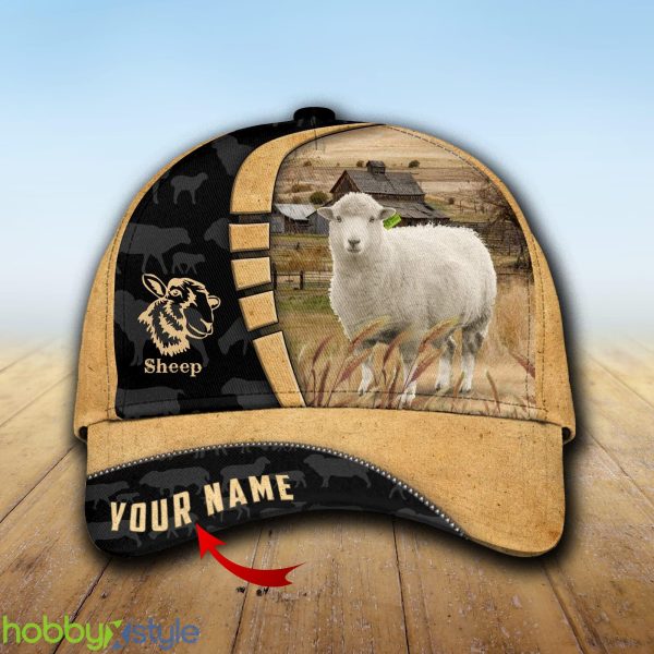 Custom Name Sheep Cattle Farmhouse Field Cap Hat Model For Men And Women Gift - Unijames Custom Name Sheep Cattle Farmhouse Field Cap TT11_1