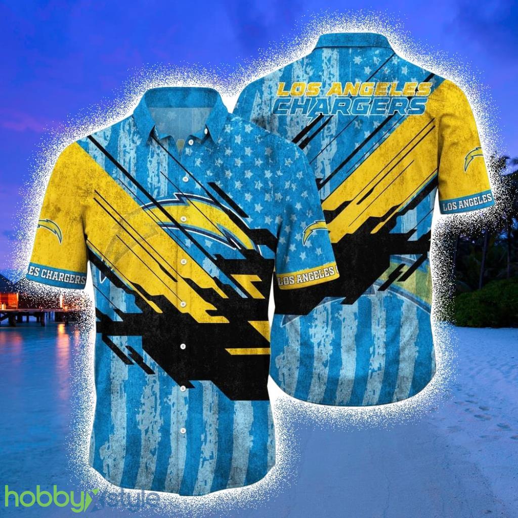 Los Angeles Chargers NFL Football Hawaiian Shirt Short American Flag Print This Summer Best Gift For Fans Product Photo 1