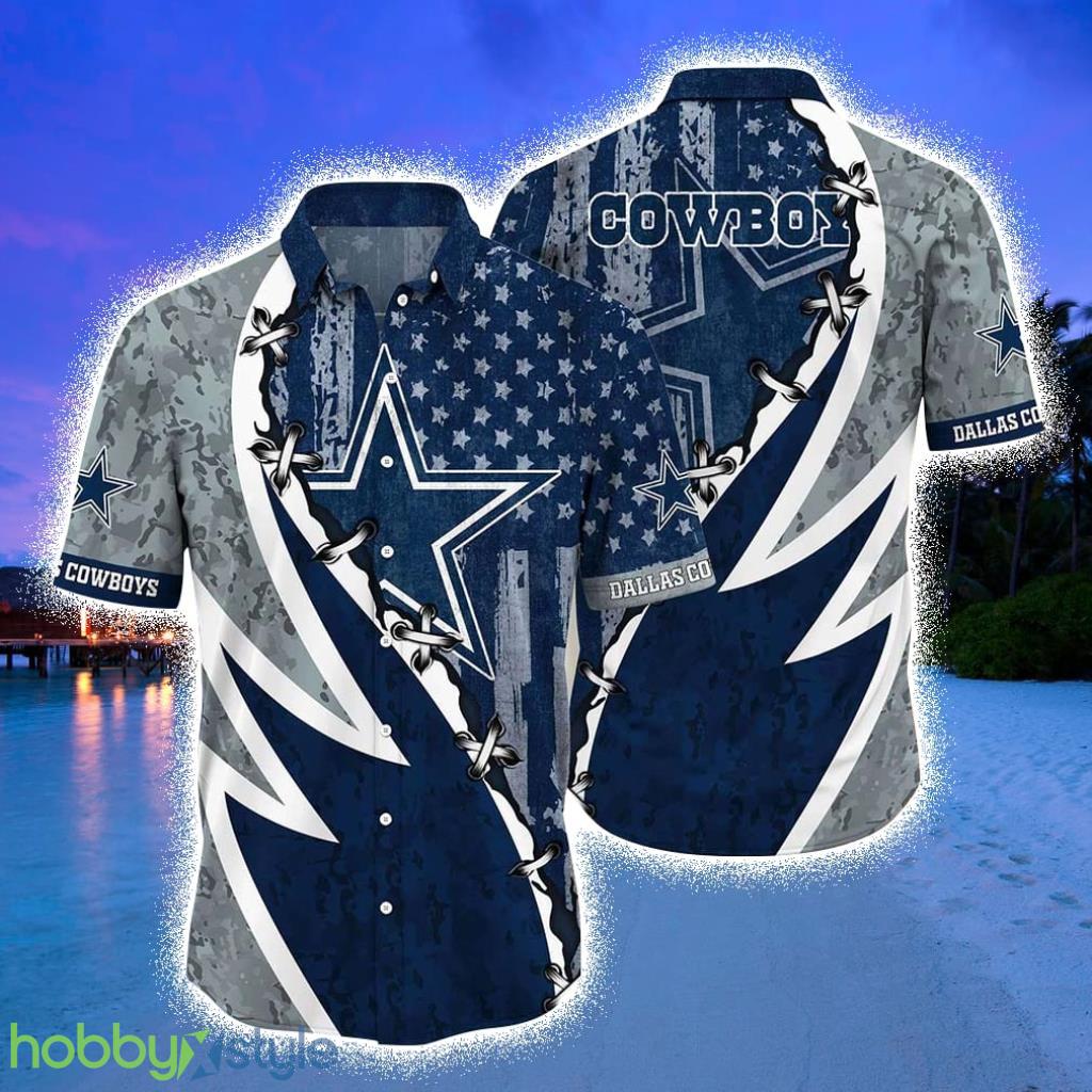 NFL Dallas CowboysHawaiian Shirt, Graphic American Flag Print This Summer Best Gift For Fans Product Photo 1