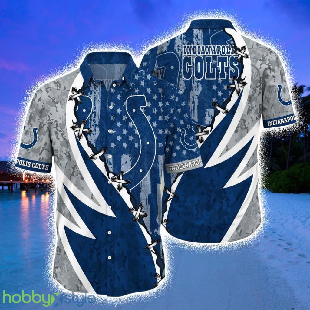NFL Indianapolis Colts Hawaiian Shirt, Graphic American Flag Print This Summer Best Gift For Fans Product Photo 1