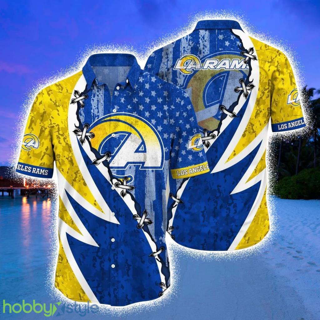 NFL Los Angeles Rams Hawaiian Shirt, Graphic American Flag Print This Summer Best Gift For Fans Product Photo 1
