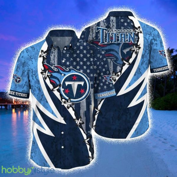 NFL Tennessee Titans Hawaiian Shirt, Graphic American Flag Print This Summer Best Gift For Fans Product Photo 1