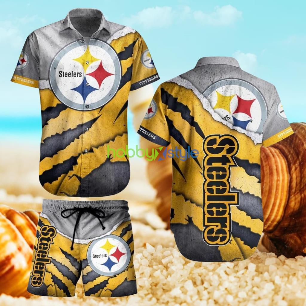NFL アロハシャツ Pittsburgh Steelers 総柄 NFL Team Apparel Pittsburgh Steelers Men Hawaiian Aloha