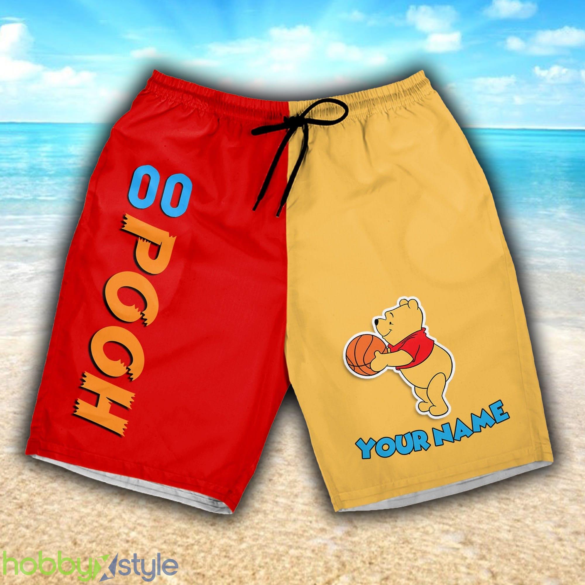 Pooh Basketball Red Yellow 3D Shorts Sports Custom Number And Name For Mens Gift Disney Fans - Pooh Basketball Red Yellow 3D Shorts Sports Custom Number And Name For Mens Gift Disney Fans