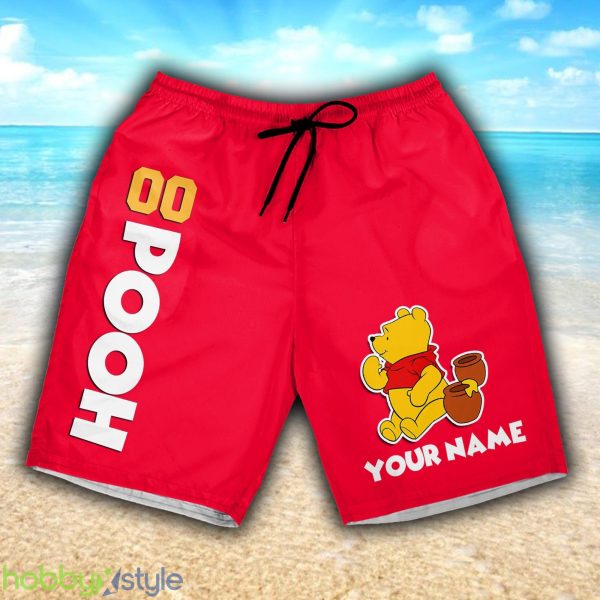 Pooh Red 3D Shorts Sports Custom Number And Name For Mens Gift Disney Fans - Pooh Red 3D Shorts Sports Custom Number And Name For Mens Gift Disney Fans