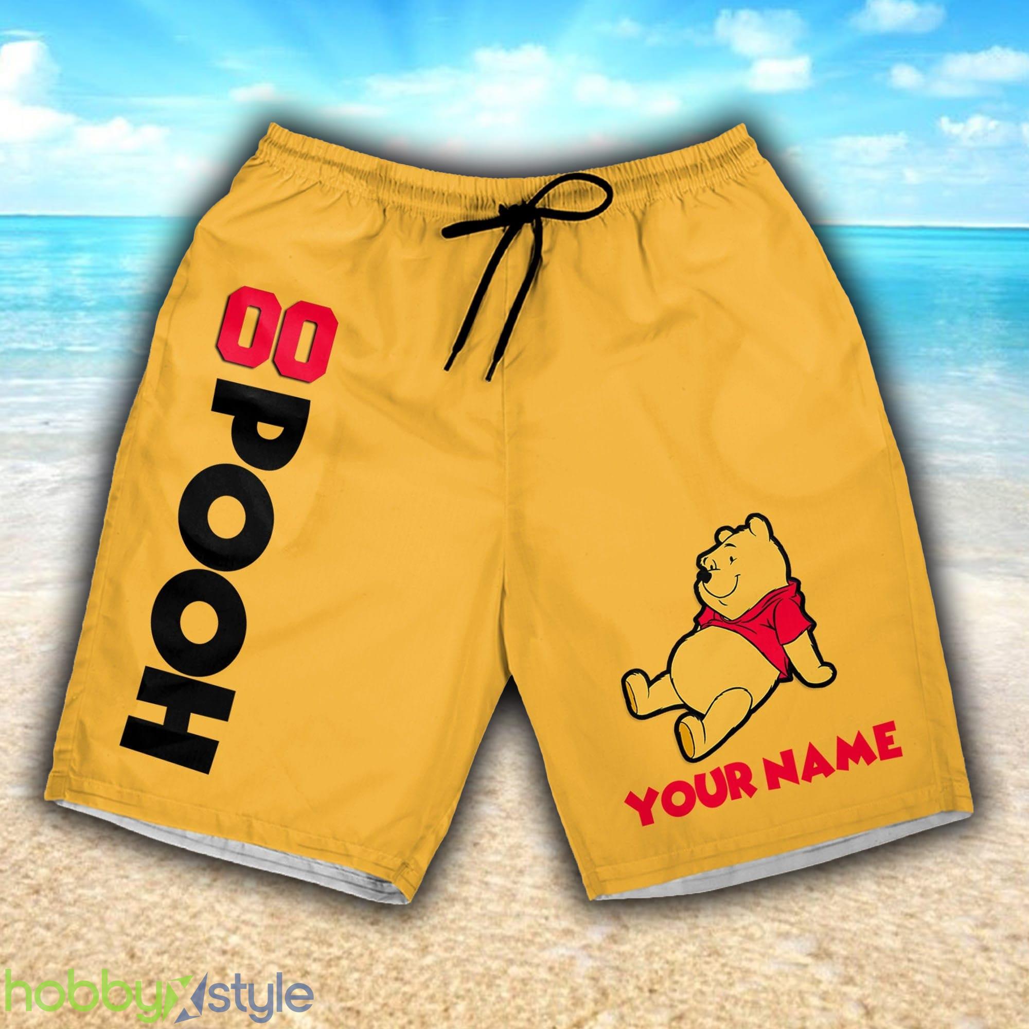 Pooh Yellow Red 3D Shorts Sports Custom Number And Name For Mens Gift Disney Fans - Pooh Yellow Red 3D Shorts Sports Custom Number And Name For Mens Gift Disney Fans