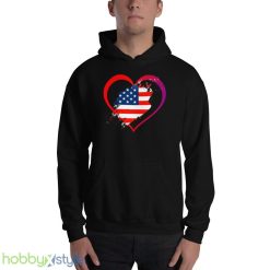 USA flag love america Funny T Shirt - 18500 Unisex Heavy Blend Hooded Sweatshirt