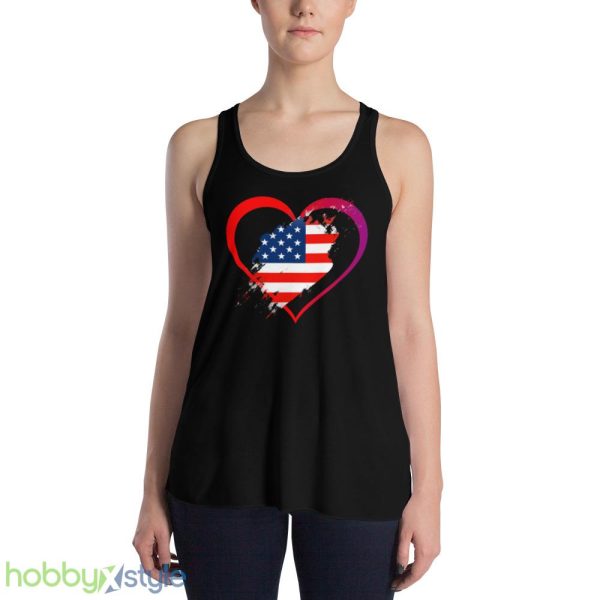 USA flag love america Funny T Shirt - 8800 Women's Flowy Racerback Tank