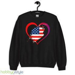 USA flag love america Funny T Shirt - 18000 Unisex Heavy Blend Crewneck Sweatshirt