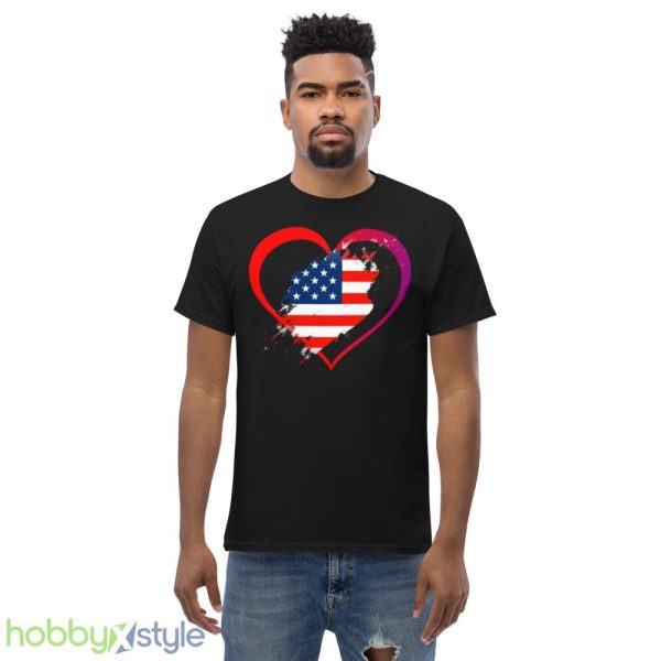USA flag love america Funny T Shirt - Men’s Classic Tee Gildan 5000