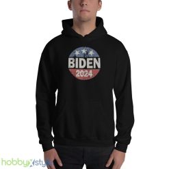 Vintage President Joe Biden 2024 Black T Shirt - 18500 Unisex Heavy Blend Hooded Sweatshirt