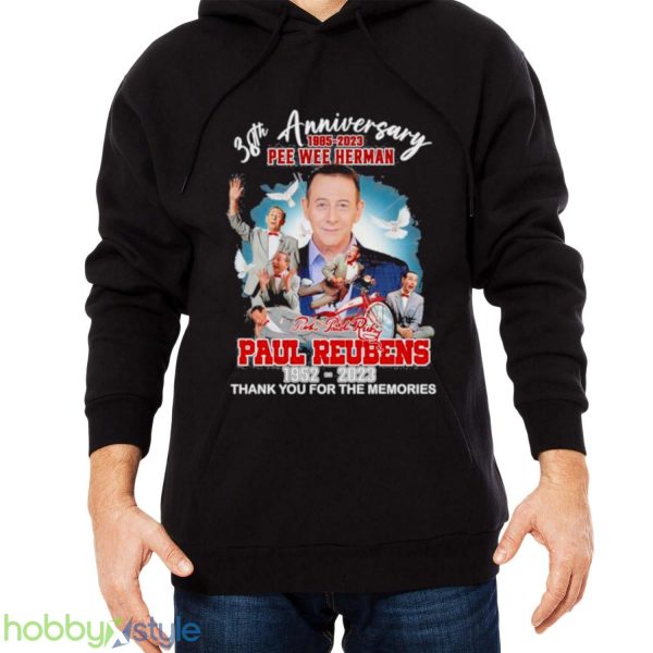 38th anniversary 1985 2023 Pee wee Herman Paul Reubens 1952 2023 thank you for the memories signature shirt - Men Black Hoodie