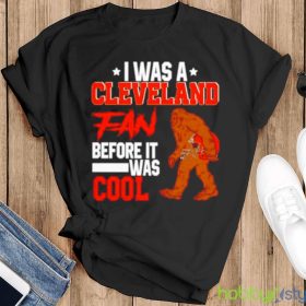Bigfoot I was a Cleveland fan before it was cool shirt - Men Black Hoodie