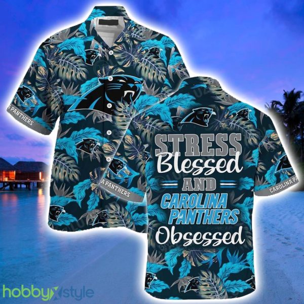 Carolina Panthers NFL Hawaiian Shirt, Stress Blessed Obsessed Summer Beach Gift For Fans Panthers Product Photo 1