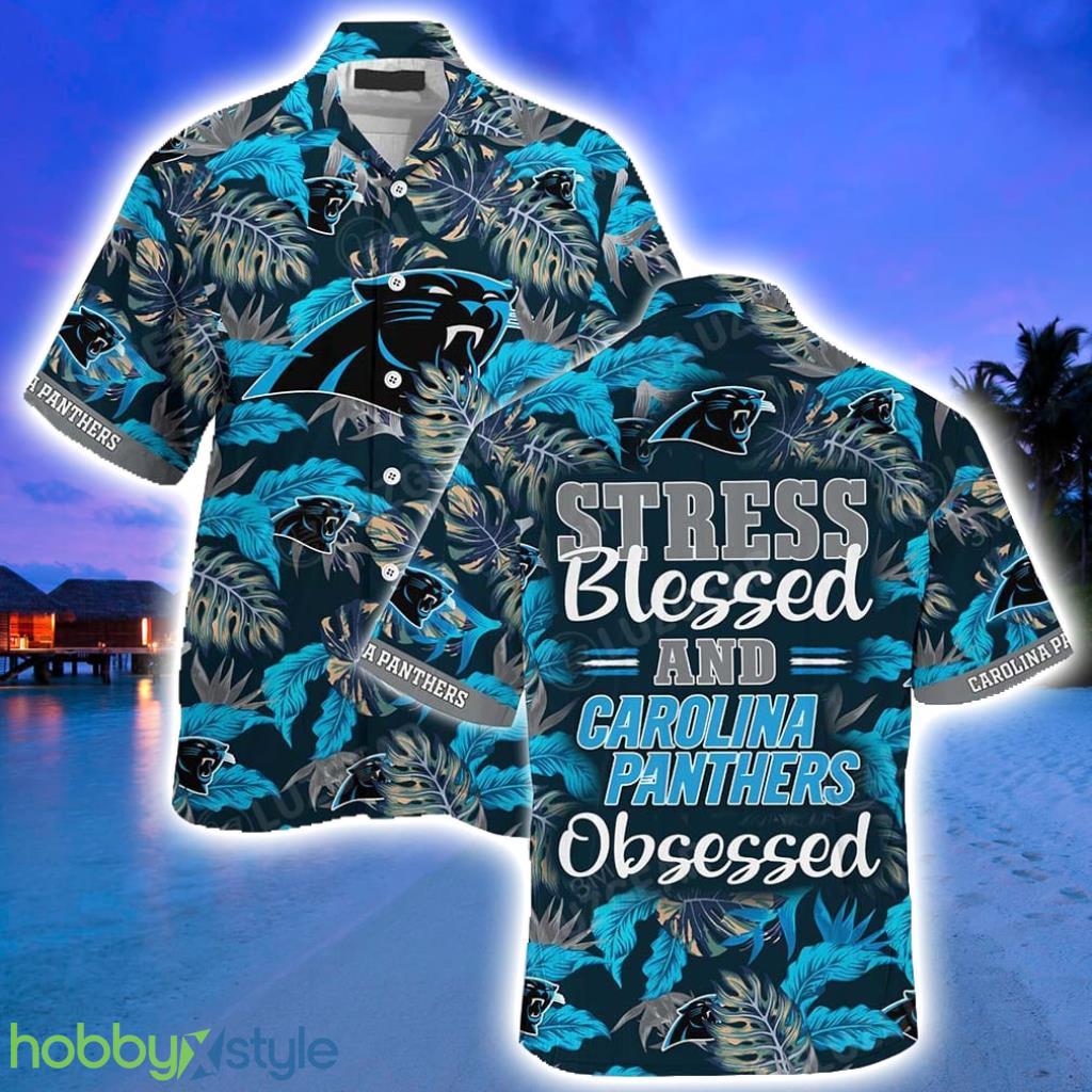 Carolina Panthers NFL Hawaiian Shirt, Stress Blessed Obsessed Summer Beach Gift For Fans Panthers Product Photo 1