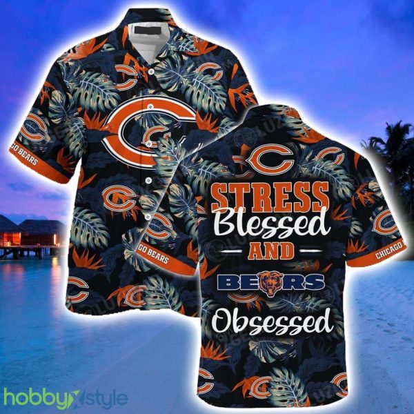 Chicago Bears NFL Hawaiian Shirt, Stress Blessed Obsessed Summer Beach Gift For Fans Bears Product Photo 1