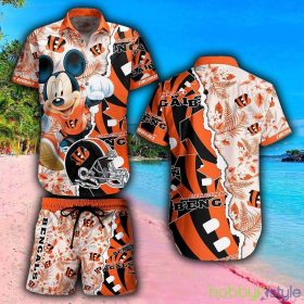 Cincinnati Bengals NFL Style 7 Summer 3D Hawaiian Shirt And Shorts For Men And Women Gift Fans - Cincinnati Bengals NFL Hawaiian Shirt And Short Mickey Graphic Tropical 3D Printed Gift For Men Wome_3