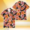 Cincinnati Reds Orange Hibiscus Dark Green Leaf Black Background 3D Hawaiian Shirt Gift For Fans Product Photo 2