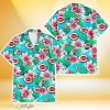 Cincinnati Reds Pink Hibiscus Green Leaf Blue Background 3D Hawaiian Shirt Gift For Fans Product Photo 1