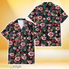 Cincinnati Reds Pink Yellow Orange Hibiscus Big Tropical Leaf Black Background 3D Hawaiian Shirt Gift For Fans Product Photo 1