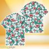 Cincinnati Reds White Hibiscus Turquoise Stripe Background 3D Hawaiian Shirt Gift For Fans Product Photo 2
