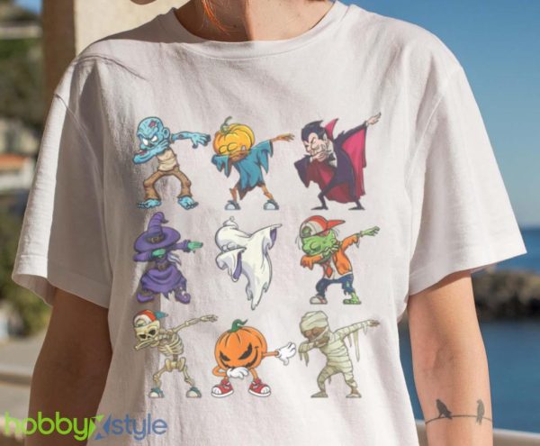 Dabbing Halloween Boys Skeleton Zombie Scary Pumpkin Mummy T Shirt Product Photo 7