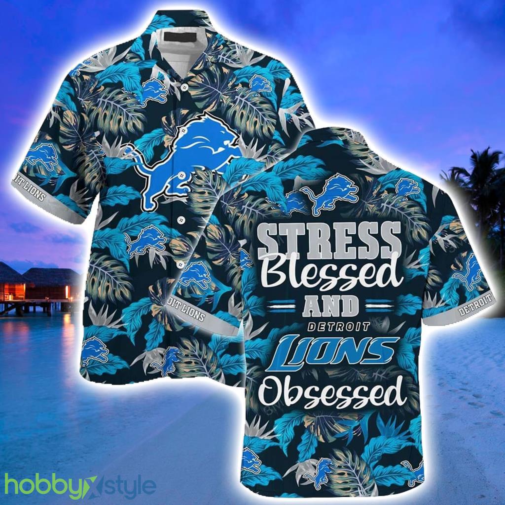 Detroit Lions NFL Hawaiian Shirt, Stress Blessed Obsessed Summer Beach Gift For Fans Redskins Product Photo 1