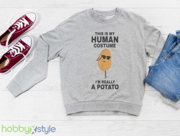 Funny This Is My Human Costume Im Really A Potato Halloween T Shirt Product Photo 3