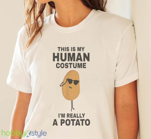 Funny This Is My Human Costume Im Really A Potato Halloween T Shirt Product Photo 4