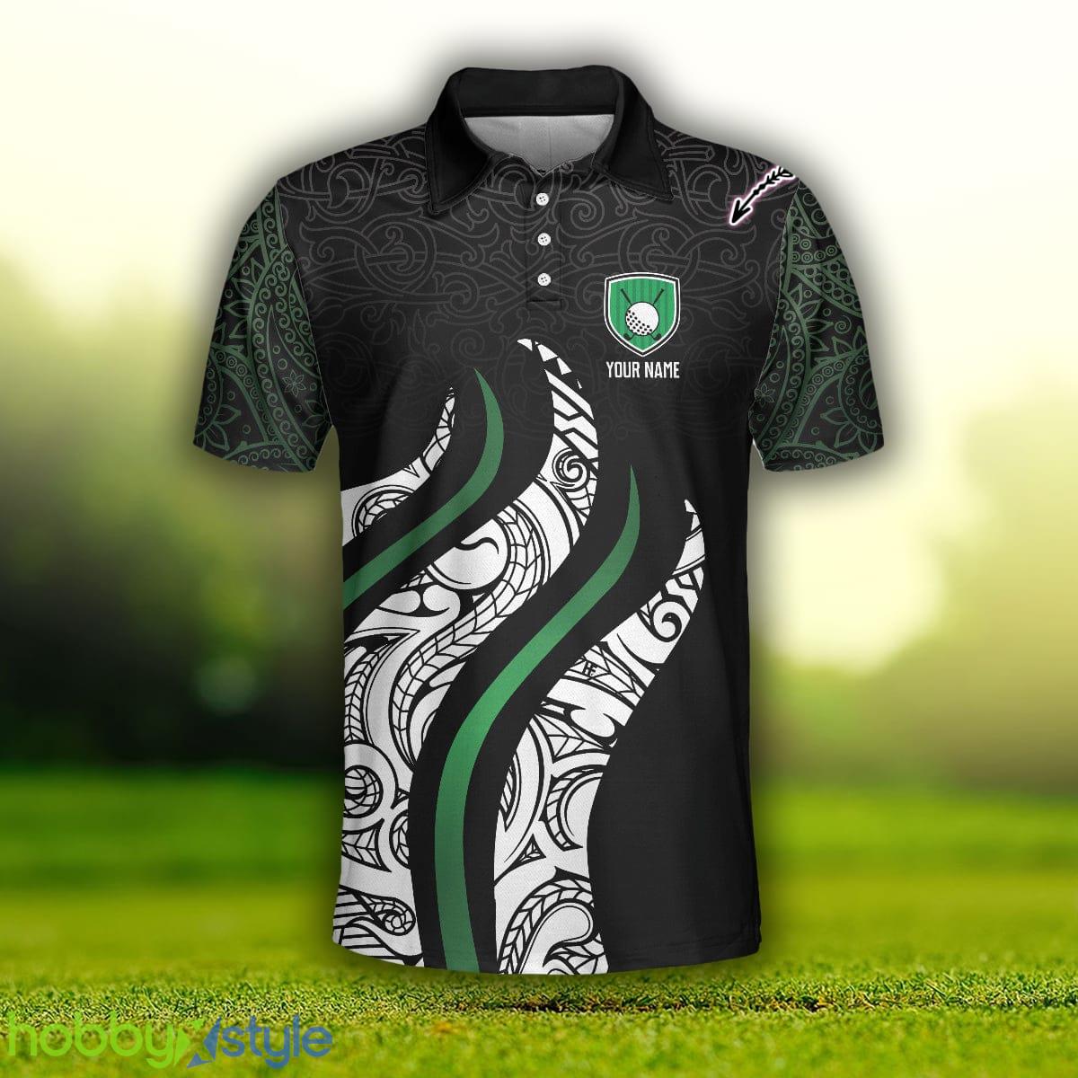 Golf Black And Green Abstract Pattern, Golf Gift For Male Golfers Custom Name Polo Shirt - Golf Black And Green Abstract Pattern Custom Polo Shirt, Personalized Golf Gift For Male Golfers_4