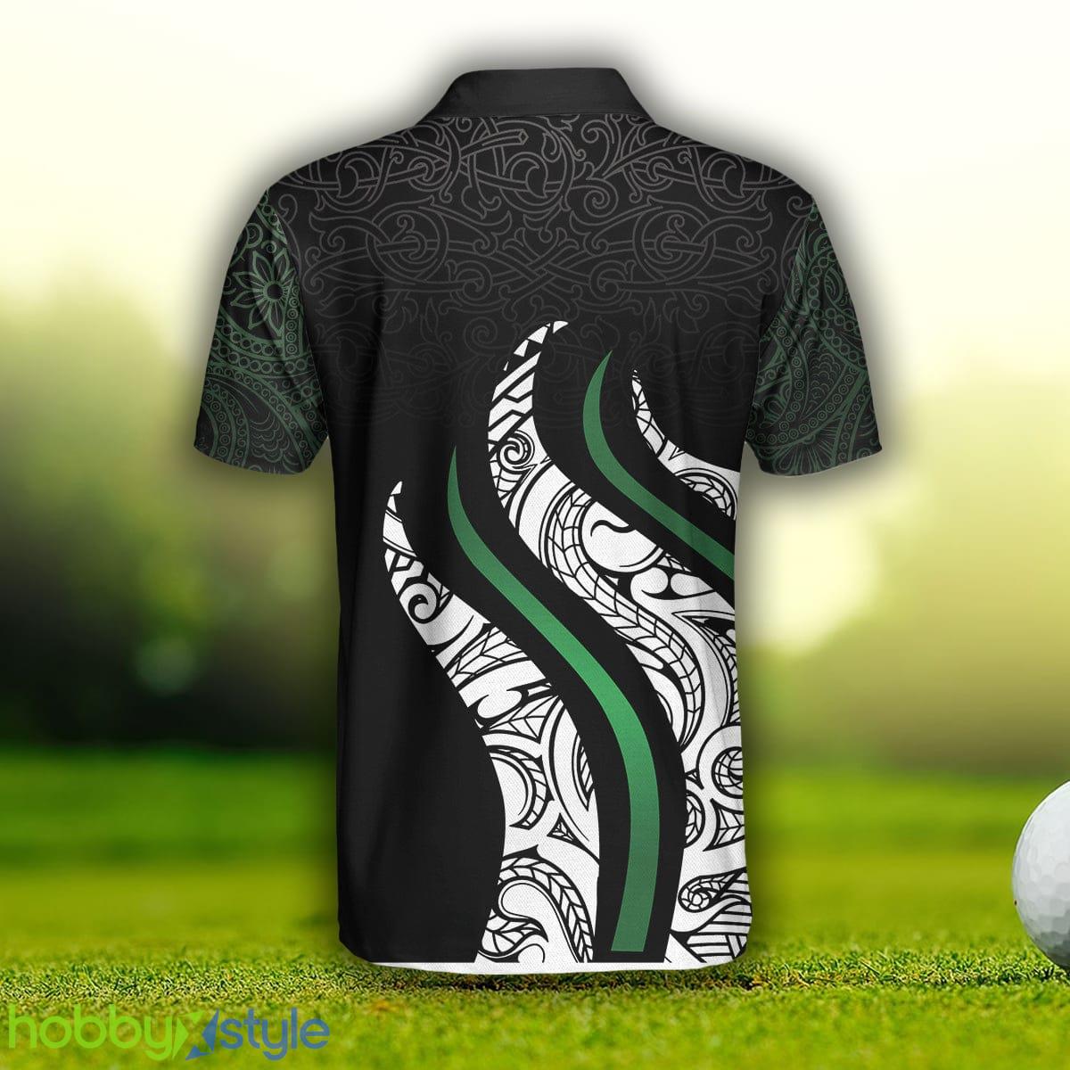 Golf Black And Green Abstract Pattern, Golf Gift For Male Golfers Custom Name Polo Shirt - Golf Black And Green Abstract Pattern Custom Polo Shirt, Personalized Golf Gift For Male Golfers_3
