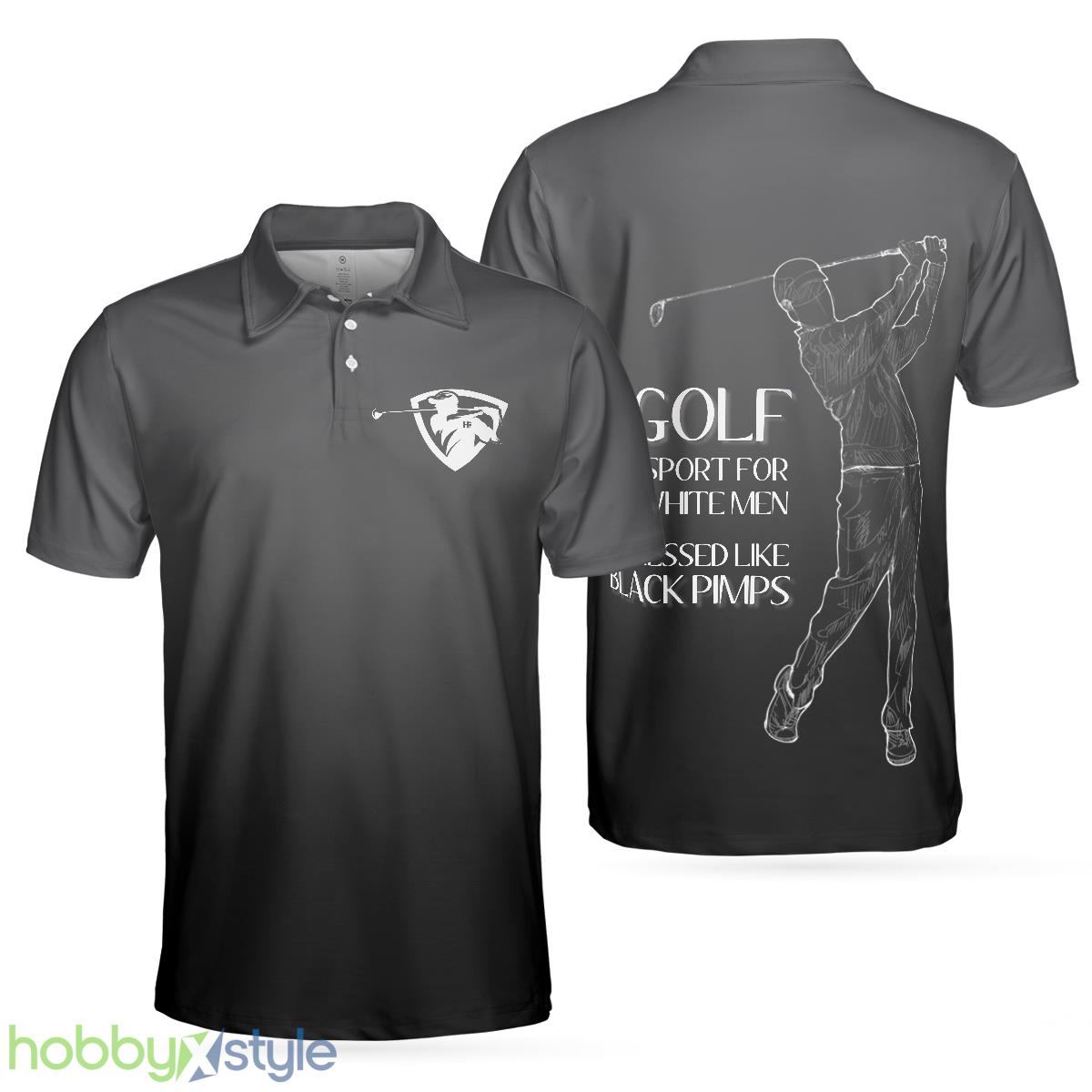 Golf Black Pimps , Funny White Men Golfing Polo Shirt For Men And Women - Golf Black Pimps Polo Shirt For Men, Funny White Men Golfing Polo Shirt_1