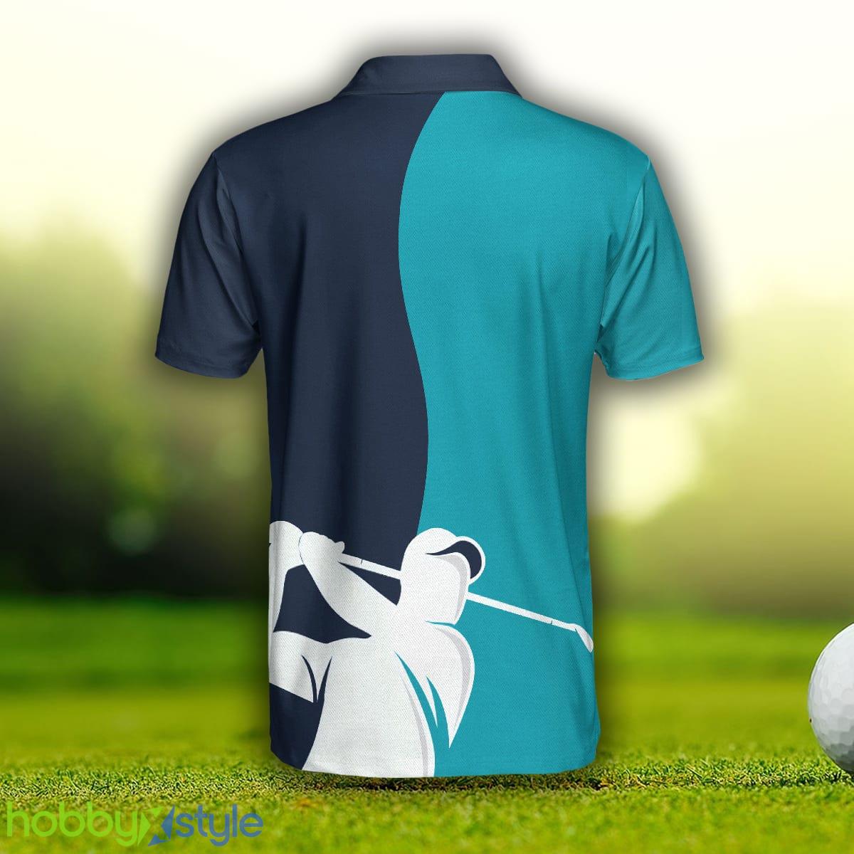 Golf Blue And Navy Short Sleeve, White Silhouette Golfing, Best Golf Shirt Polo Shirt - Golf Blue And Navy Short Sleeve Polo Shirt, White Silhouette Golfing Polo Shirt, Best Golf Shirt For Men_2