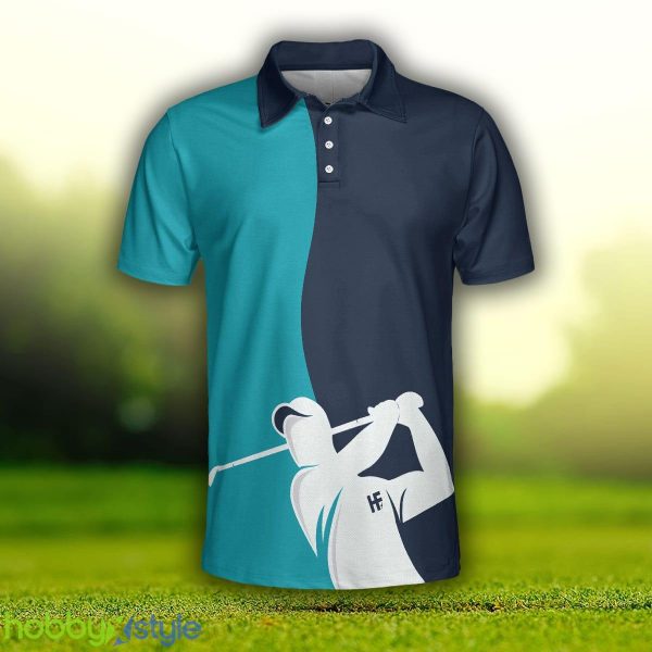 Golf Blue And Navy Short Sleeve, White Silhouette Golfing, Best Golf Shirt Polo Shirt - Golf Blue And Navy Short Sleeve Polo Shirt, White Silhouette Golfing Polo Shirt, Best Golf Shirt For Men_3