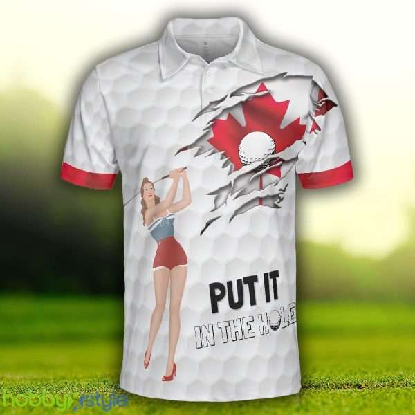 Golf Canada Flag Pin Up Girl, Canadian Golf Shirt Polo Shirt For Men And Women - Golf Canada Flag Pin Up Girl Polo Shirt, Canadian Golf Shirt For Men_3