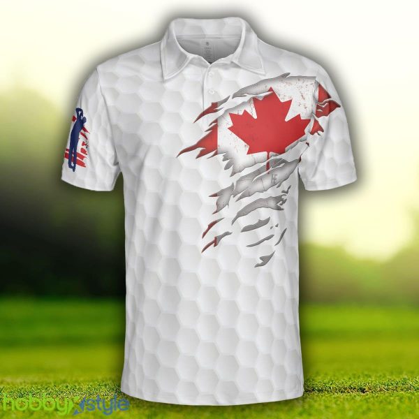 Golf Canada Flag Short Sleeve, Red Maple Leaf Golfing, Canadian Golf Shirt Polo Shirt - Golf Canada Flag Short Sleeve Polo Shirt, Red Maple Leaf Golfing Polo Shirt, Canadian Golf Shirt For Men_3