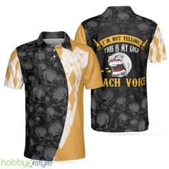 Golf Coach, Black Skull Pattern Golf Shirt For Male Golfers, Argyle Pattern Golfing Shirt Polo Shirt - Golf Coach Polo Shirt, Black Skull Pattern Golf Shirt For Male Golfers, Argyle Pattern Golfing Shirt_1