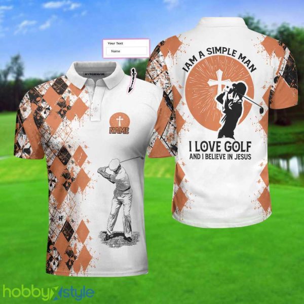 Golf I Am A Simple Man, Argyle Pattern Golf Shirt For Male, Golf Gift Custom Name Polo Shirt - Golf I Am A Simple Man Custom Polo Shirt, Argyle Pattern Golf Shirt For Male, Personalized Golf Gift_4