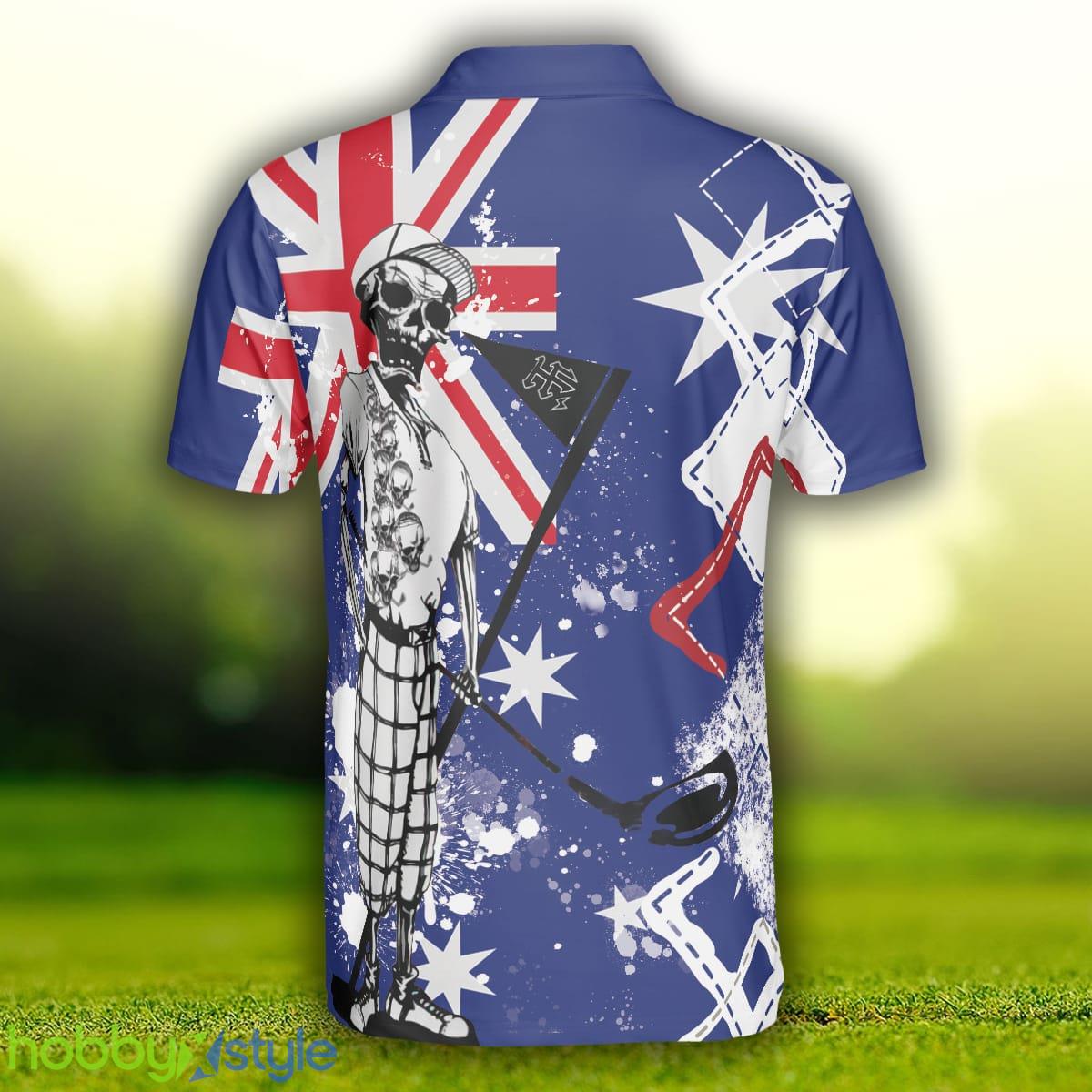 Golf I Like It Rough Australian Flag, Argyle Pattern Skeleton Golfing, Funny Golf Shirt Polo Shirt - Golf I Like It Rough Australian Flag Polo Shirt, Argyle Pattern Skeleton Golfing Polo Shirt, Funny Golf Shirt For Men_2